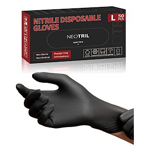 50-ct NEOTRIL 4-Mil Black Nitrile Disposable Gloves (Medium) $4.80 @ Amazon