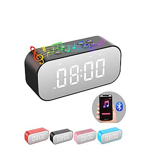 AFK Dual Alarm Clock w/ Bluetooth Speaker (4 Colors) $12