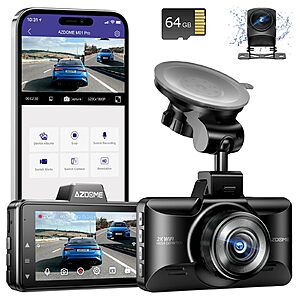 AZDOME M01 Pro Front and Rear 3K WiFi Dash Cam $27 + Free S/H