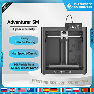 Flashforge Adventurer 5M Wi-Fi 3D Printer w/ Auto Leveling $141 + Free S&H