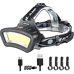 DARKBEAM COB 2000 Lumen Rechargeable LED Floodlight Headlamp $13 