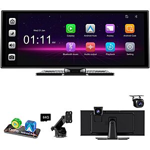 Accfly 11" Wireless Car Play Touch Screen for Apple Carplay & Android Auto $75 + Free S&H