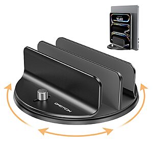 (prime) OMOTON VL04 360° Rotating Aluminum Dual Slot Vertical Laptop Stand + Free S/H