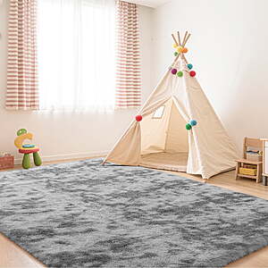 CozyDesg 8'x10' Soft Fluffy Tie-Dye Area Rug (Light Gray) $40 + Free S&H