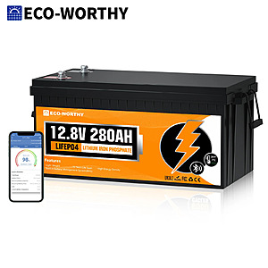 ECO-WORTHY 3584Wh 12V 280Ah Smart LiFePO4 Battery w/ Bluetooth $222 + Free S/H