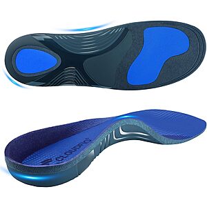 Cloudflo Men's or Women's Plantar Fasciitis Shoe Insoles w/ High Arch Support $9 