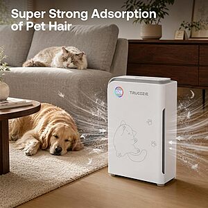 Trucozie 3-in-1 Activated Carbon & HEPA Smart WiFi Large Pet Air Purifier for Home up to 3000 Ft + Free S/H