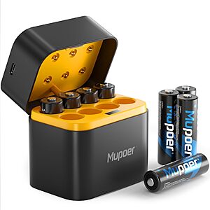 8-Pk Mupoer 1.5V 3000mWh Rechargeable AA Lithium Batteries w/ USB-C Charger