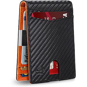 Zitahli RFID Blocking Money Clip Wallet (Carbon Black / Orange)