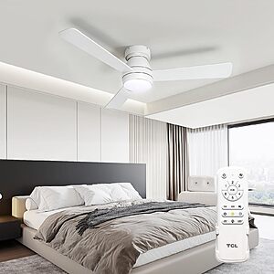 42" TCL Low Profile Ceiling Fan w/ Light & Remote (White or Black) $45 + Free S&H