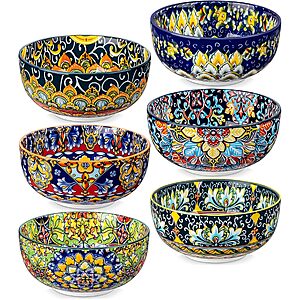 6-Pc 28-Oz vancasso Bohemian Style Ceramic Soup Bowls $21.80 + Free S&H