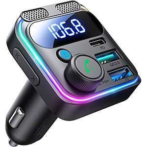 JOYROOM Bluetooth 5.4 FM Transmitter + 45W PD & 36W QC 3.0 USB C Car Charger $11 
