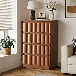 UPGO 42" 5-Drawer Fluted Dresser $90 + Free S/H