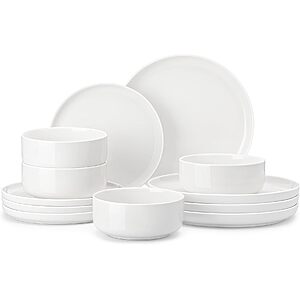 12pc MALACASA Porcelain Plates and Bowls Dinnerware Set $30 + Free S/H