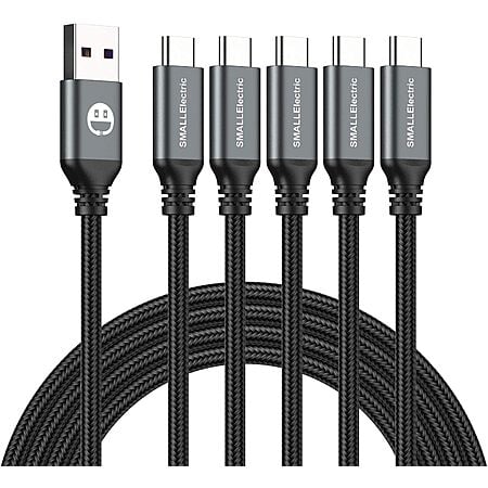 5-Pk 6ft SmallElectric UBS-C to USB-A Nylon Braided Fast Charging Cables $7 @ Amazon