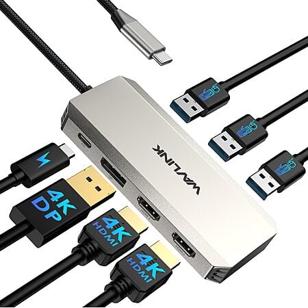 WAVLINK Triple 4K Laptop Docking Station w/ Dual HDMI, DP, 100W PD $24 + Free S/H