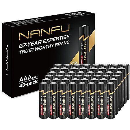 48-Ct NANFU 1.5V AAA Alkaline Batteries $9.50 @ Amazon