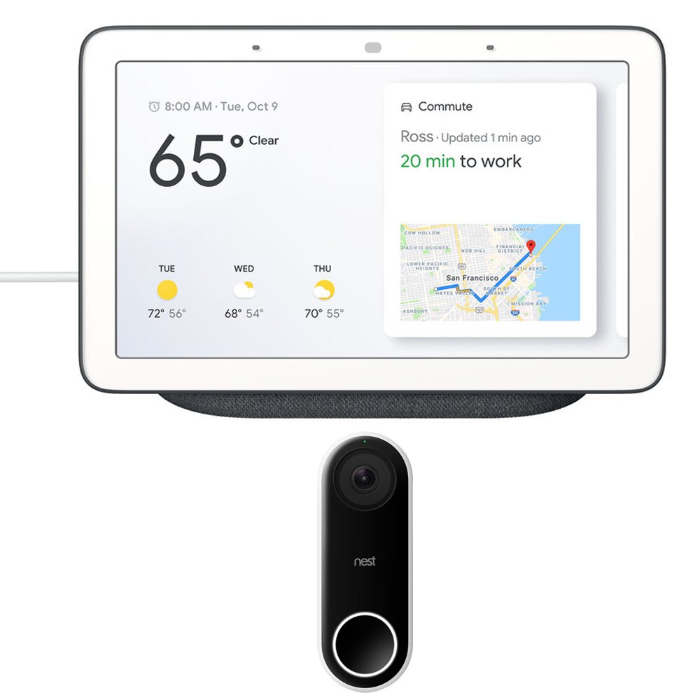 Nest Wi-Fi Video Doorbell with Google Home Hub (Charcoal
