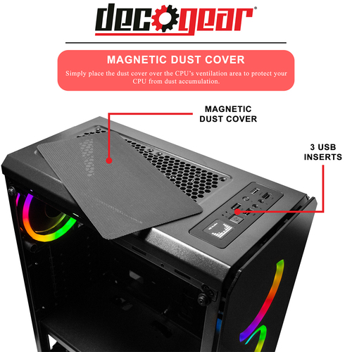 Deco Gear Mid-Tower PC Gaming Computer Case w/ Tempered Glass and LED Lighting $70 + free s/h