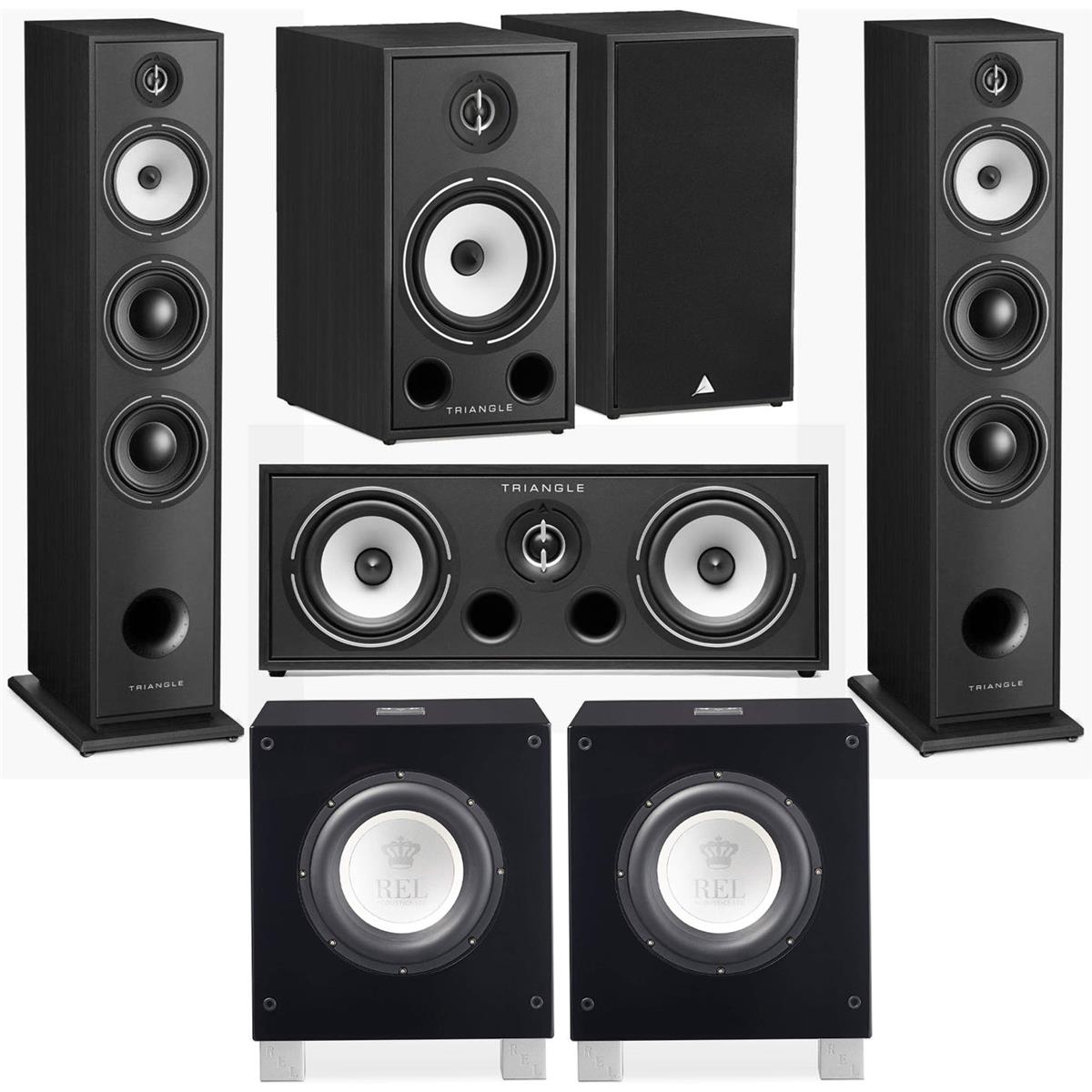 Triangle Speakers + Rel T/7i Sub: (pair) Borea BR08 Floors + BRC1 Center + BR03 Bookshelves $2299 or w/ 2 Rel Subs $2999 + free s/h