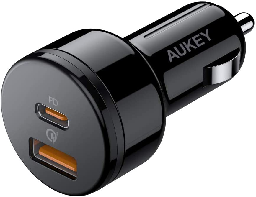2-Port Aukey 36W Car Charger w/ USB-C PD 3.0 and USB QC 3.0 $10.80