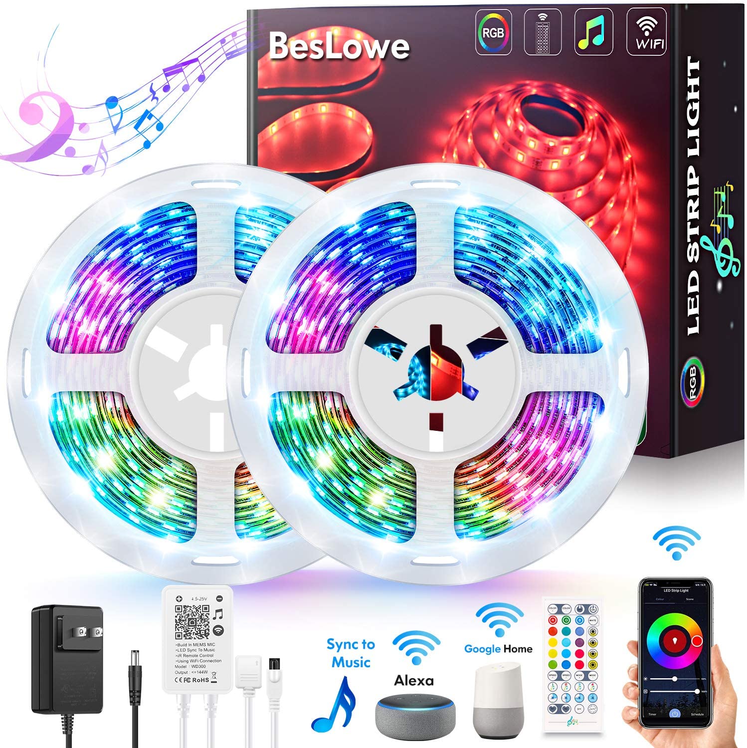 32 8ft 16 4 X 2 Smart Wifi Rgb Led Strip Lights W Alexa Google Home