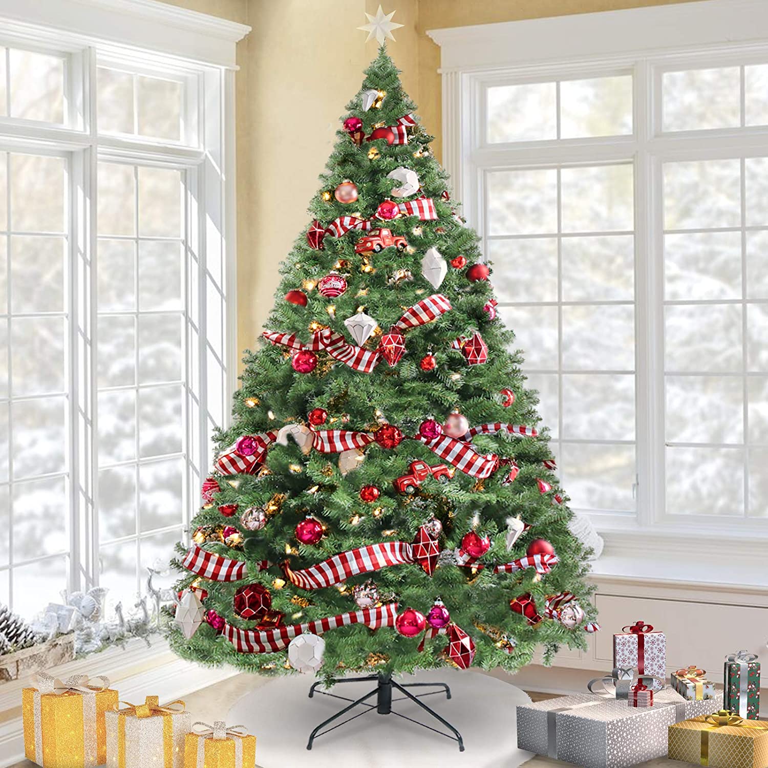 7 5 Kingso Artificial Christmas Tree Premium Spruce Green W Metal Stand