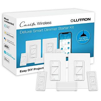 Lutron Caseta Wireless Deluxe Smart Light Dimmer Starter Kit P-BDG-PKG2W-A - $131.90