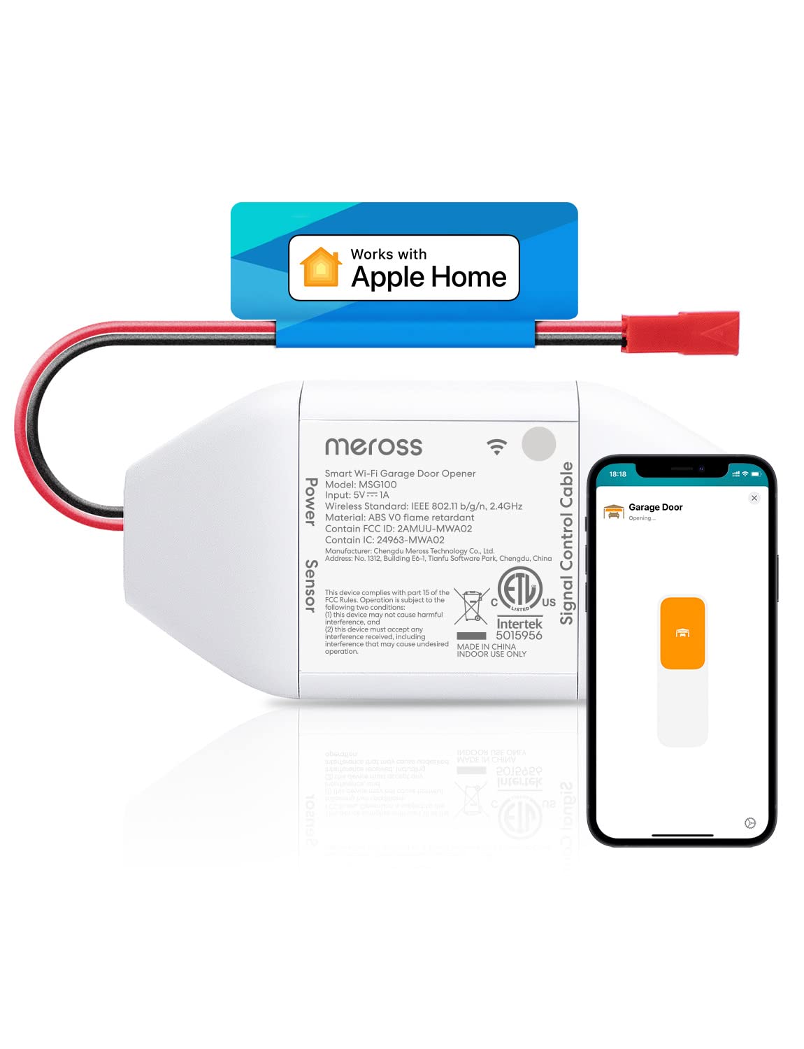 meross Smart Garage Door Opener Remote, Compatible with Apple HomeKit, Amazon Alexa, Google Assistant and SmartThings, No Hub Needed - $35 AC/FS with Prime