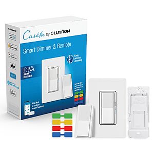 Lutron Caseta Smart Lighting Diva Smart Dimmer Switch Kit (No Neutral Req'd) $63.95 + Free Shipping