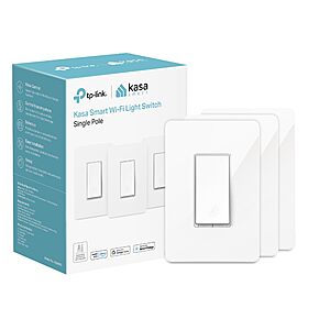 YMMV Amazon Visa CC Holders - Kasa Smart Light Switch HS200P3, Single Pole, Needs Neutral Wire, 2.4GHz Wi-Fi Light Switch Compatible with Alexa and Google Home, 3 Count - $24.17