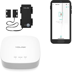 YoLink LoRa Smart Outdoor Contact Sensor & Hub Starter Kit,Gate & Shed Door Sensor,Universal Contact-Closure Sensor,1/4 Mile Open Air Range,Alexa,Home Assistant - $39.99