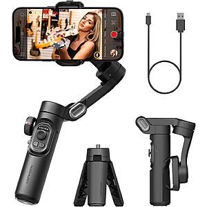 AOCHUAN Phone Gimbal Stabilizer, 3-Axis Smartphone Foldable Handheld Gimbal for iPhone with Focus Wheel $31.19