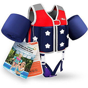 Kids Pool Floaties Toddler Swim Vest 20-70 Pounds, Comfortable Extended Wear Kids Float Jacket with Crotch Strap $16.99