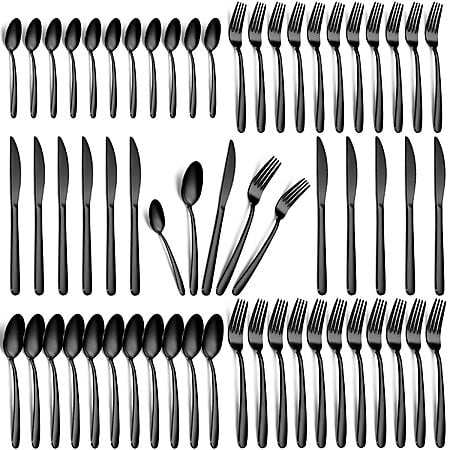 60-Piece Black Silverware Set - Stainless Steel Silverware Set for 12 for Home Kitchen Restaurant $31.99