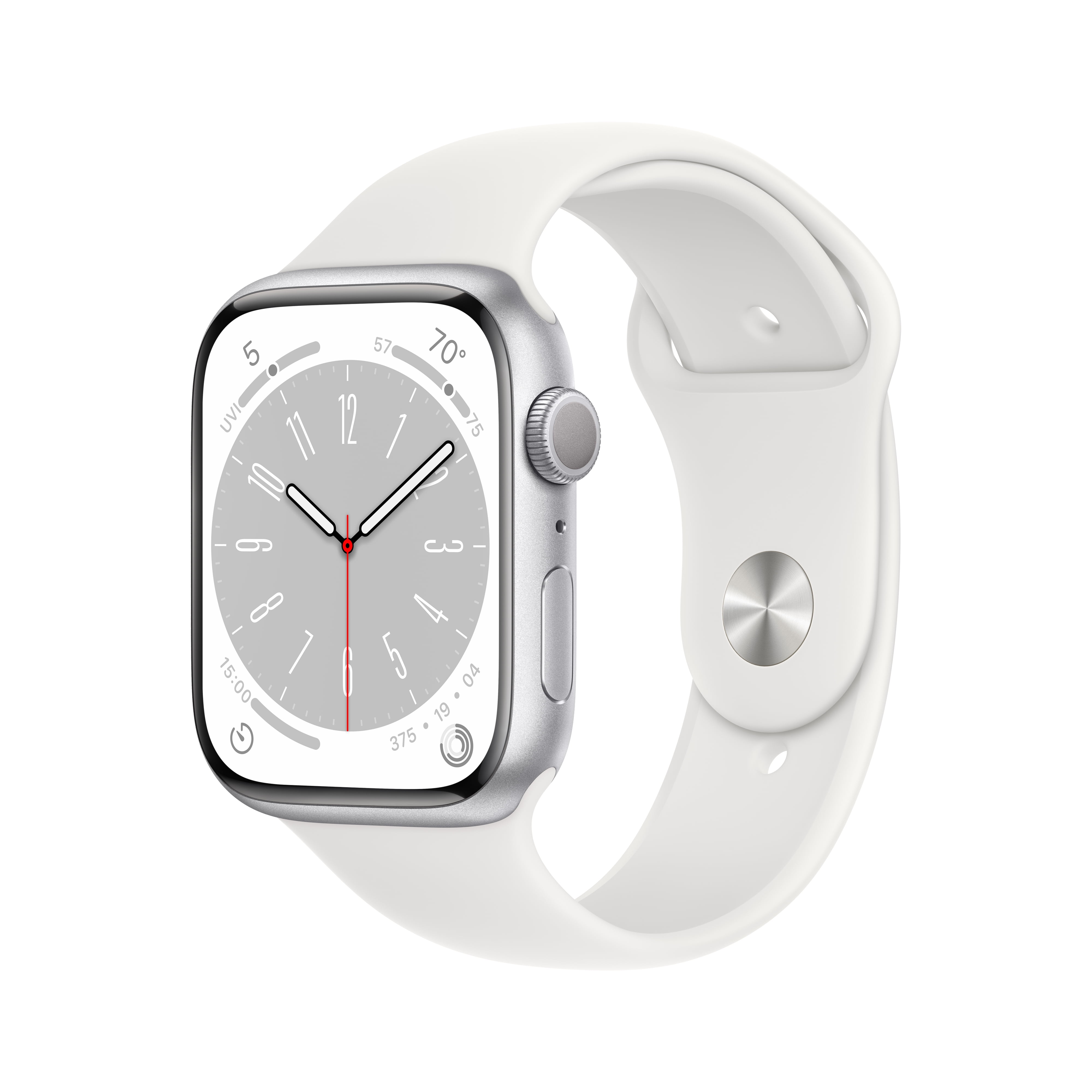 Walmart  has Apple Watch Series 8 GPS 45mm Silver Aluminum Case with White Sport Band - $229