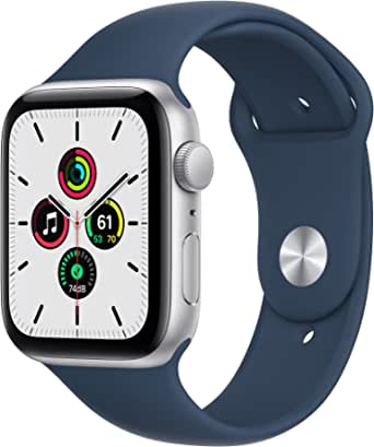Apple Watch SE [GPS 44mm] Smart Watch w/ Silver Aluminium Case with Abyss Blue Sport Band $229