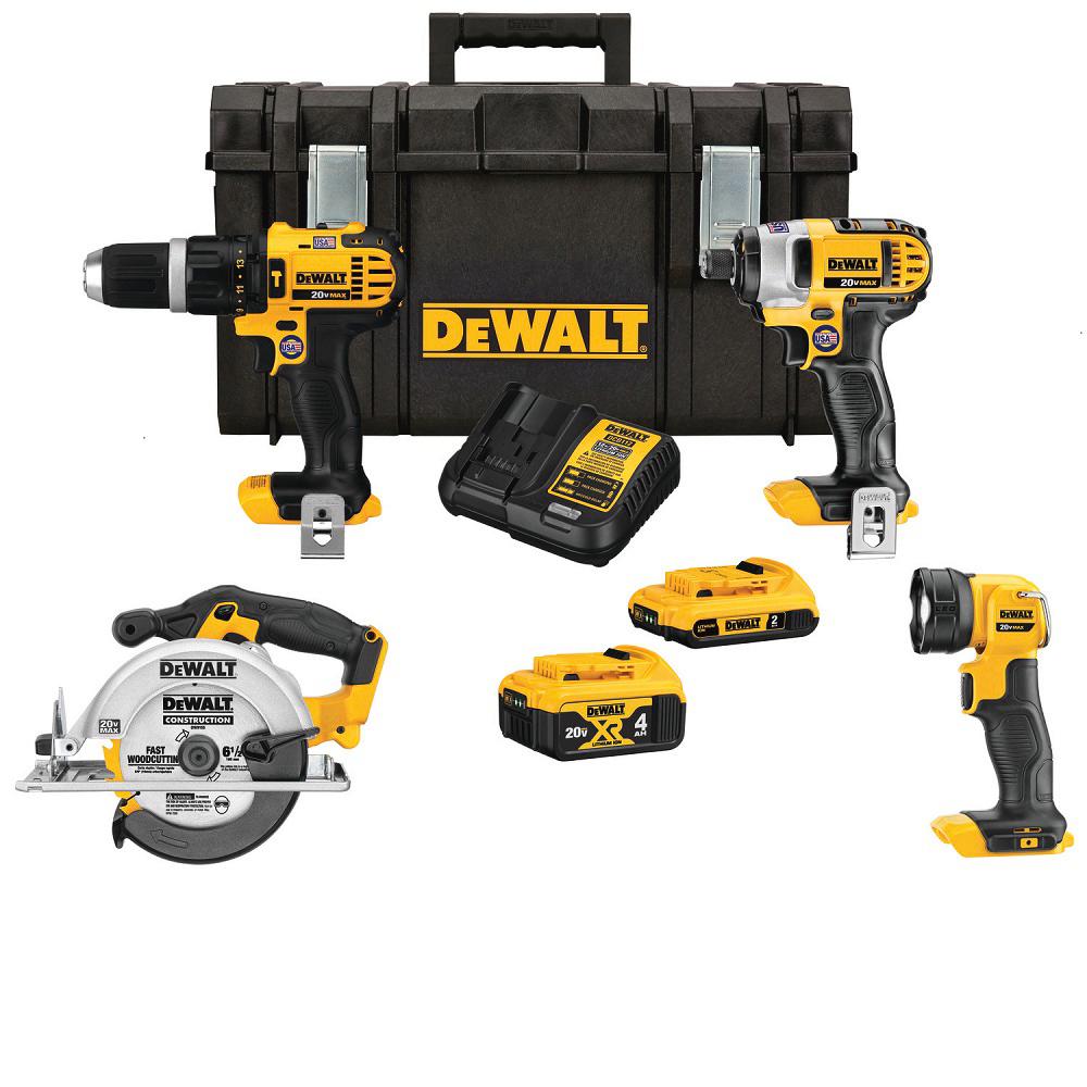 YMMV: DeWalt 4pc tool kit with tough case & 2ah + 4ah Battery $150