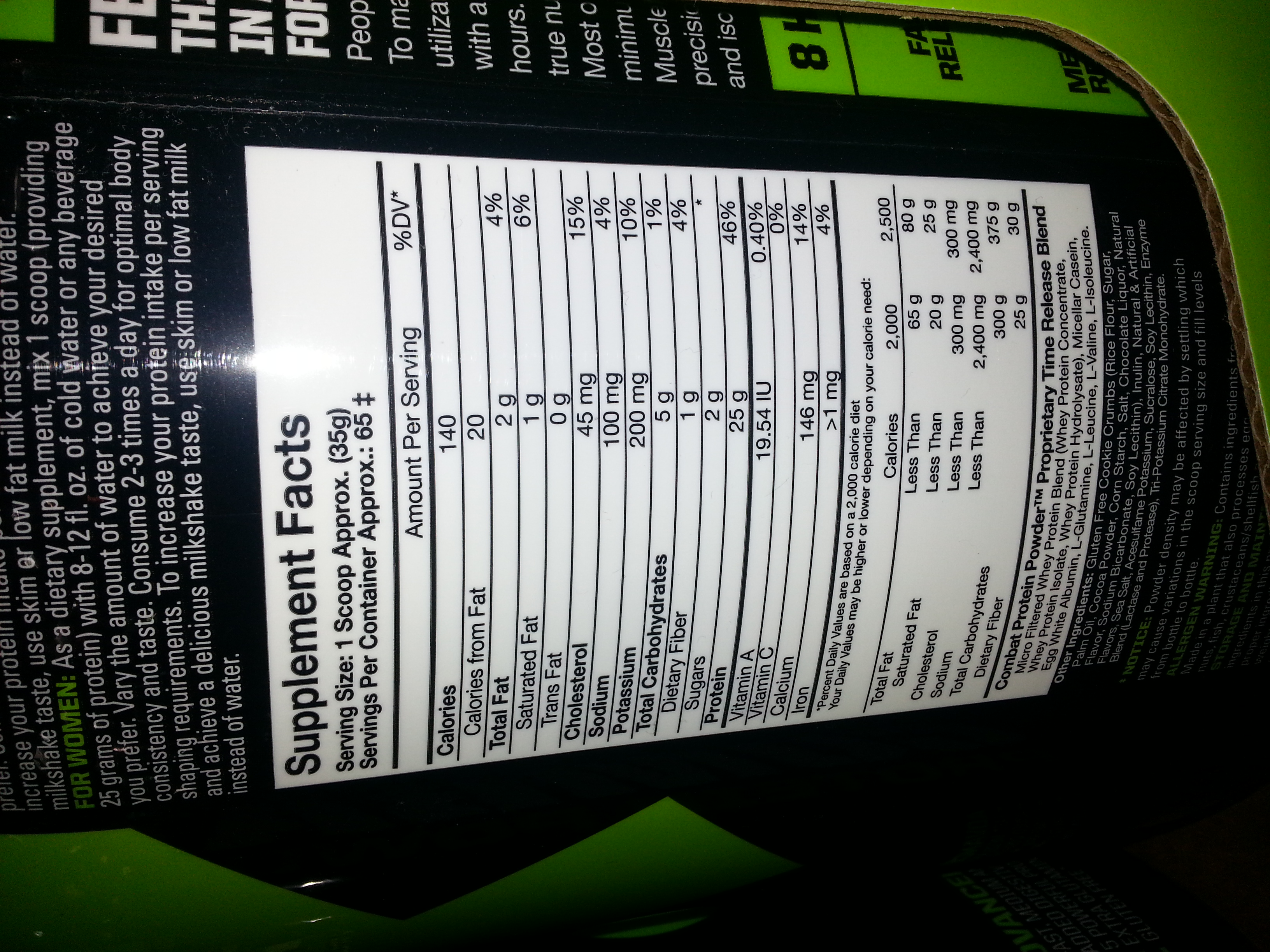 Muscle Pharm Combat Protein Powder Nutrition Facts - Besto ...