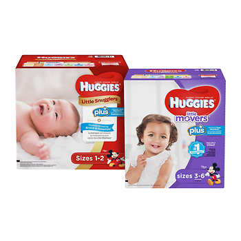 Huggies Plus Diapers Sizes 1 - 6 Buy 3, Save $30  Purchase 3 participating Huggies items on the same order and receive $30 OFF at checkout. Valid 1/6/20 through 1/12/20. $90