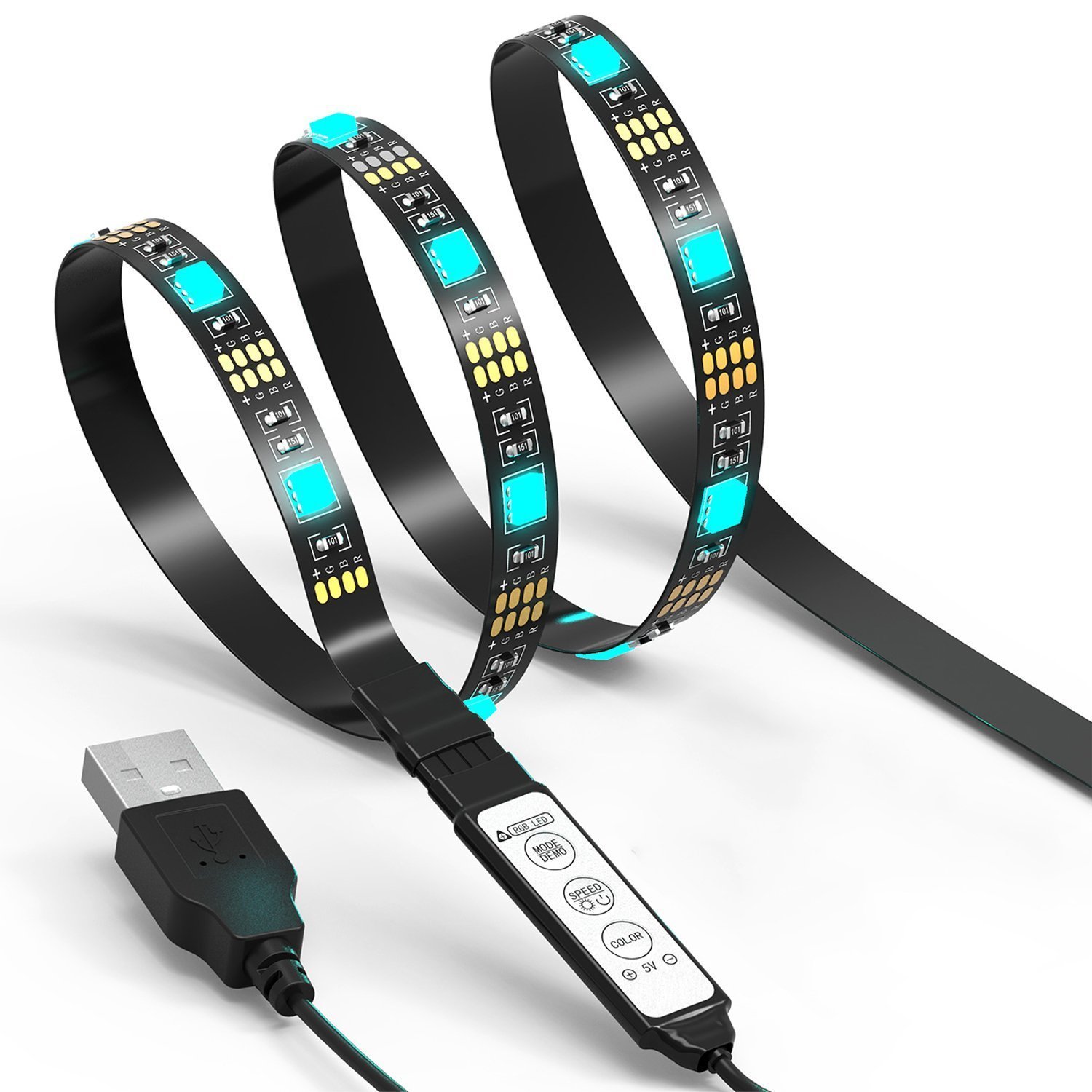 TV LED Light Strip JACKYLED 6.6Ft 60 LED TV RGB 5050 SMD Changing Color Strip Kit $5.88