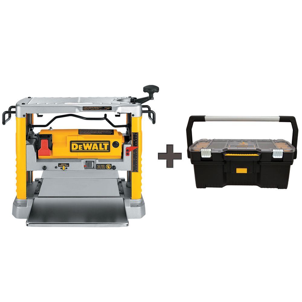 Dewalt DW734 12-1/2 in. Portable Thickness Planer with Three Knife Cutter-Head with 24 in. Tote with Organizer $399