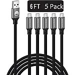 5-Pack 6' SMALLElectric USB Type-C to A Braided Charging Cable $6.60