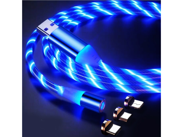 LED Flowing Magnetic Charger Blue Cable - 7.92