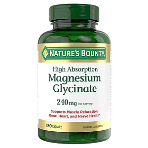 Magnesium Glycinate 120 mg per cap., 180 caps. YMMV Costco B&M (Nature's Bounty) $13