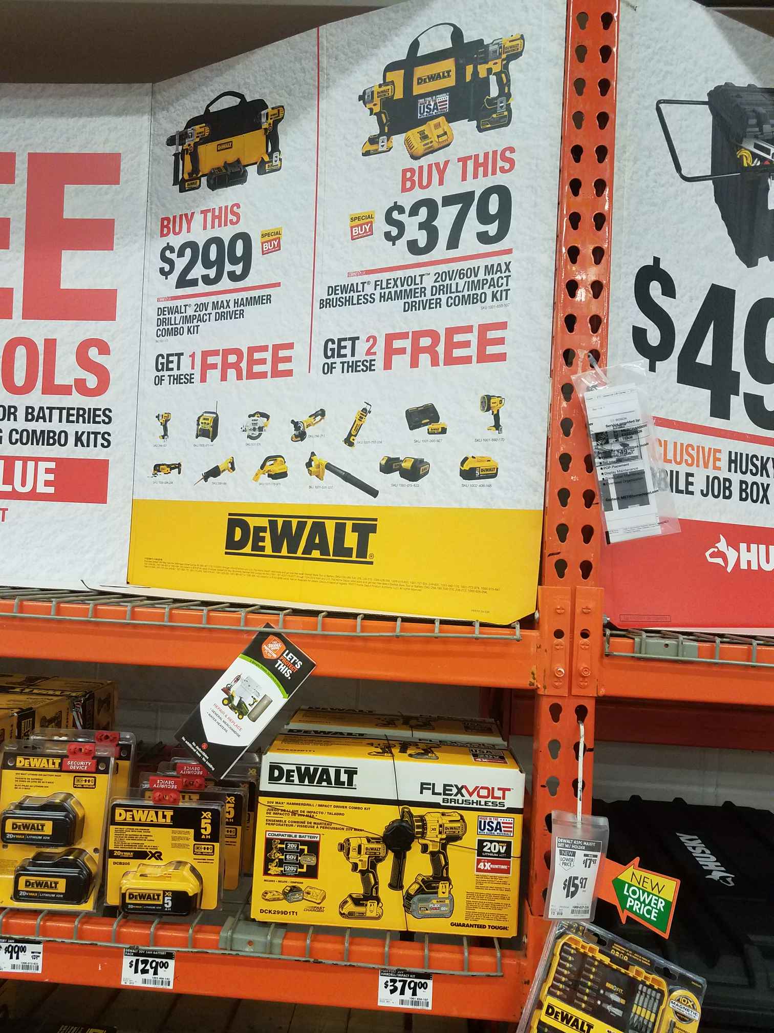 Home Depot local stores have Dewalt bo Kit DCK299D1T1 2