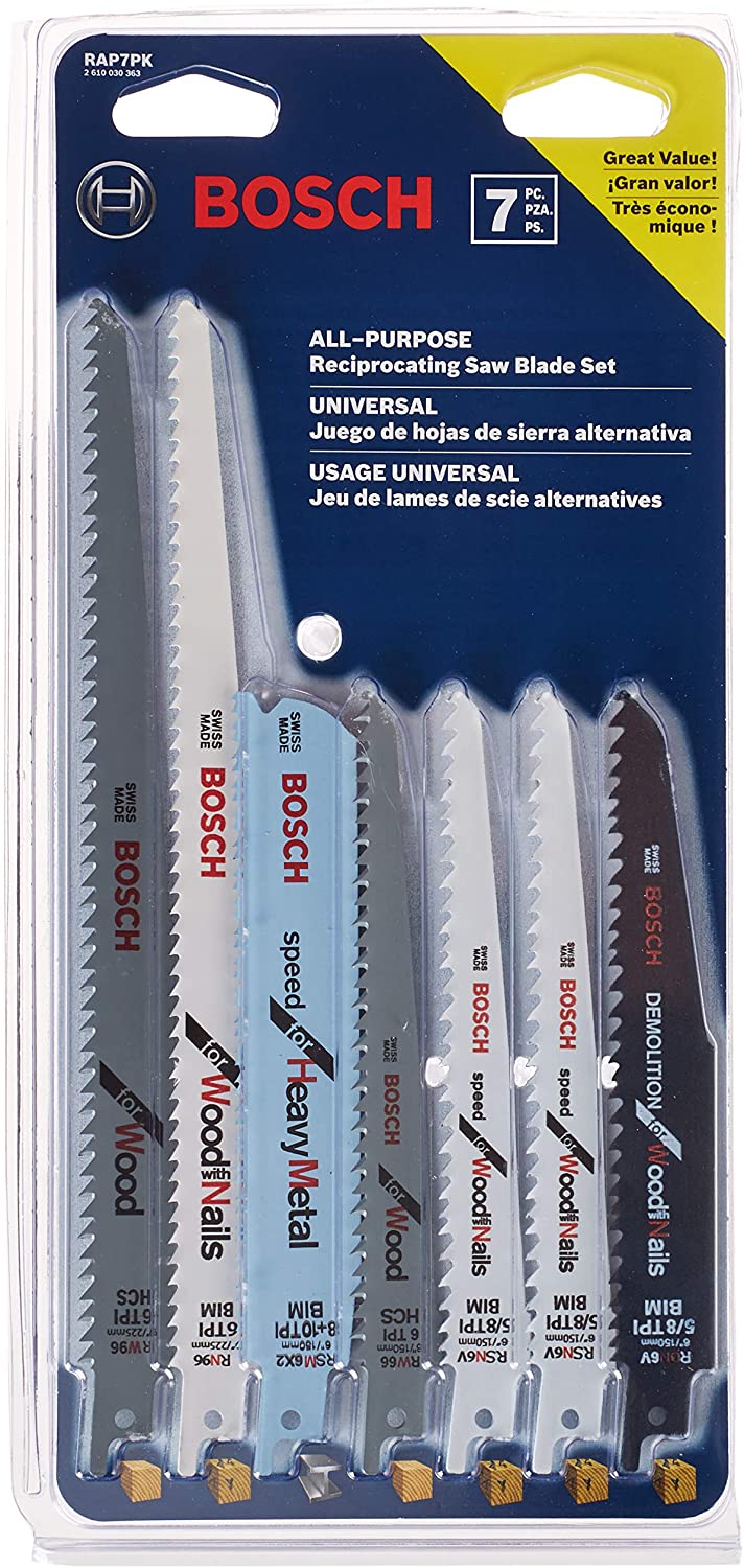 Bosch 7-Pack Bi-Metal Wood & Metal Cutting Reciprocating Saw Blade Set - Lowes or Amazon $9.98