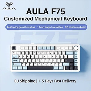 AULA F75 75% Gasket Mechanical Keyboard, Tri-Mode Wireless/Wired, RGB + Free Shipping $33.3