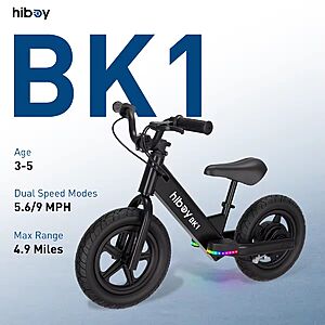 Hiboy BK1 Kids Electric Balance Bike 12" 9mph Adjustable Seat 4.9M Range $146 + Free Shipping $146.2