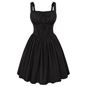 Scarlet Darkness Women's Corset Mini Sundress Square Neck Adjustable Straps Pockets $19.99 + Free Shipping